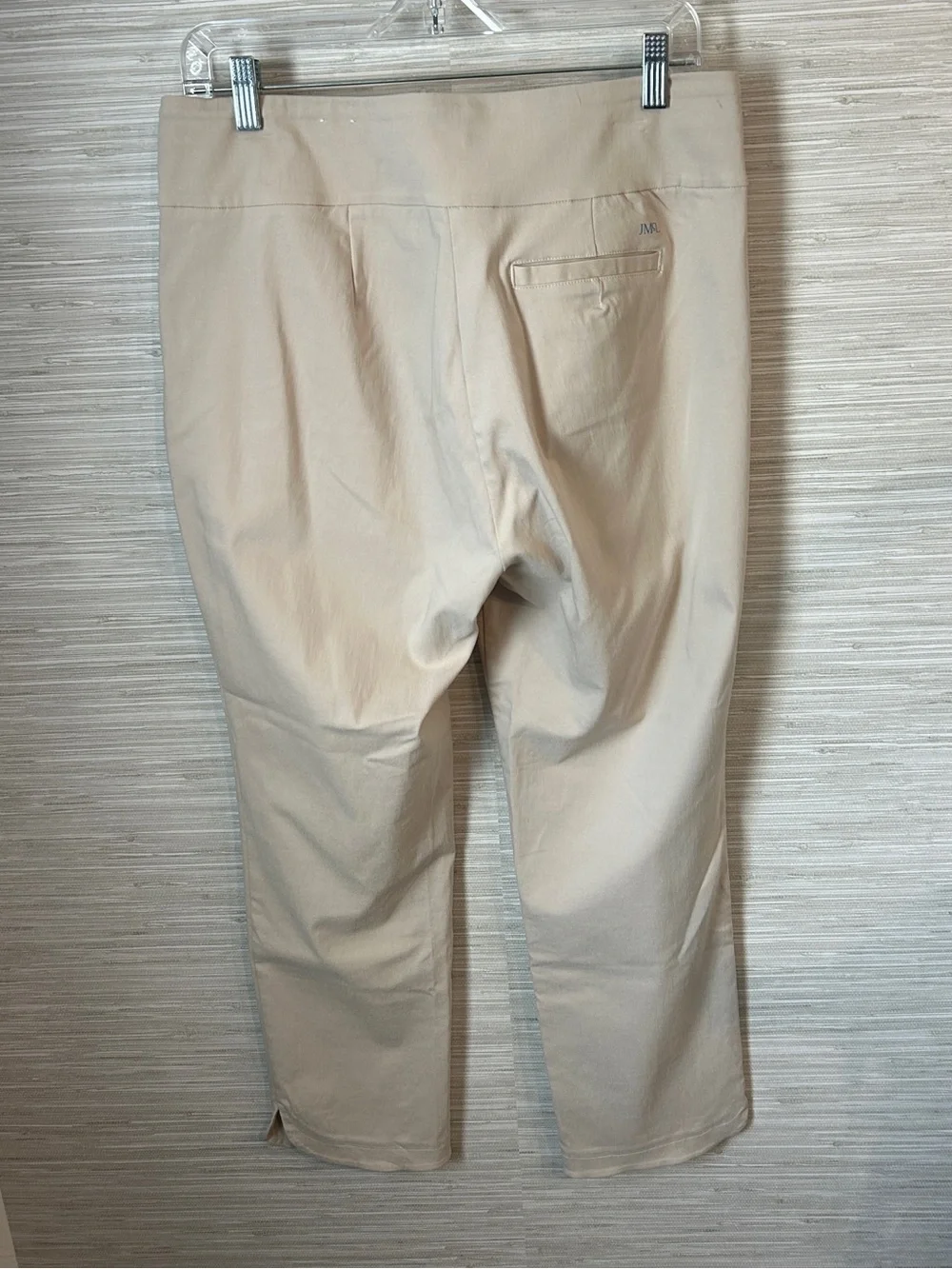 J.McLaughlin Size 12 Light Sand Tan Pull On Ankle Pants Curved Hem Stretch